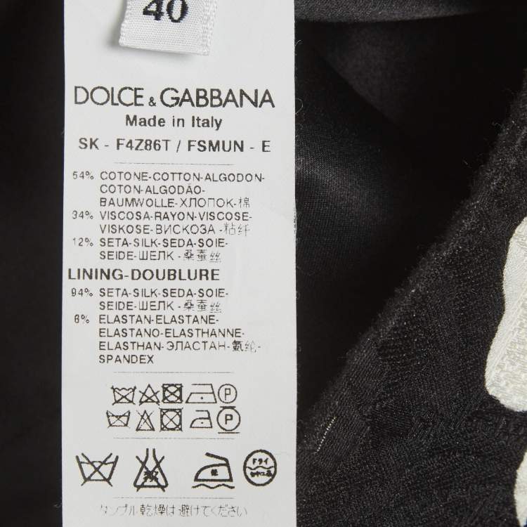 Pre Owned Dolce & Gabbana Black Rose Printed Jacquard Pencil Skirt S