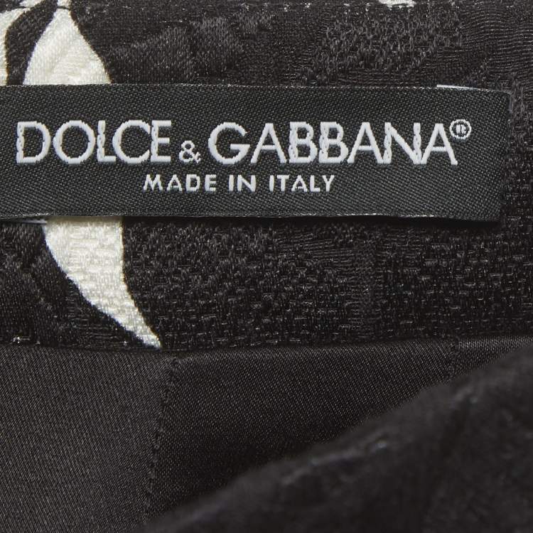 Pre Owned Dolce & Gabbana Black Rose Printed Jacquard Pencil Skirt S