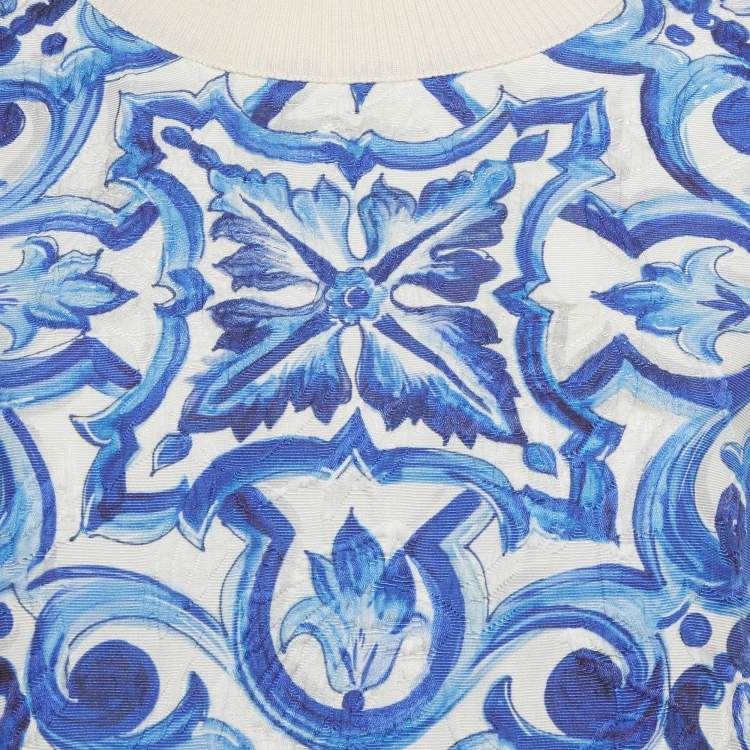 Pre Owned Dolce & Gabbana White Majolica Printed Jacquard Top S