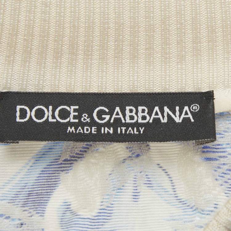 Pre Owned Dolce & Gabbana White Majolica Printed Jacquard Top S