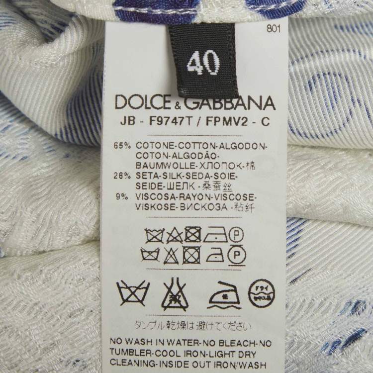 Pre Owned Dolce & Gabbana White Majolica Printed Jacquard Top S