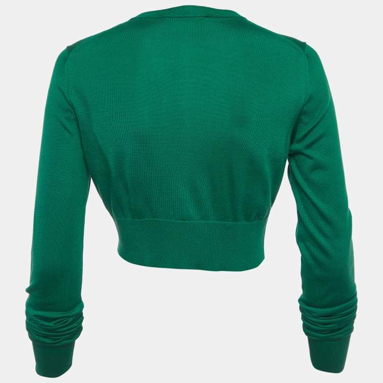 Pre Owned Dolce & Gabbana Green Knit Crop Cardigan S