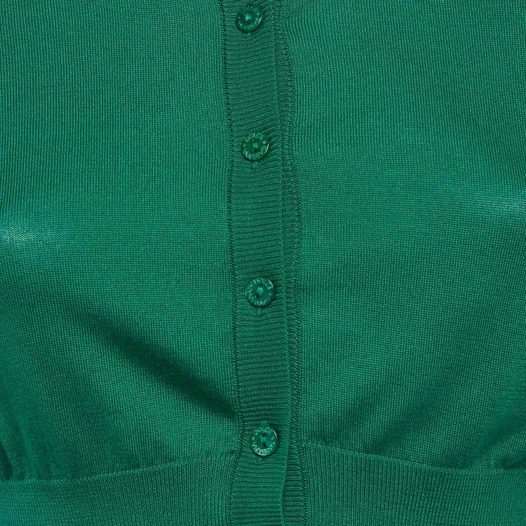 Pre Owned Dolce & Gabbana Green Knit Crop Cardigan S