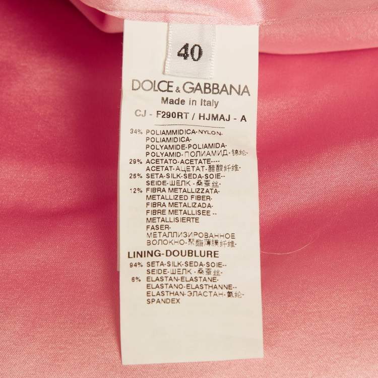 Pre Owned Dolce & Gabbana Pink/Gold Jacquard Ruffled Double Breasted Blazer S
