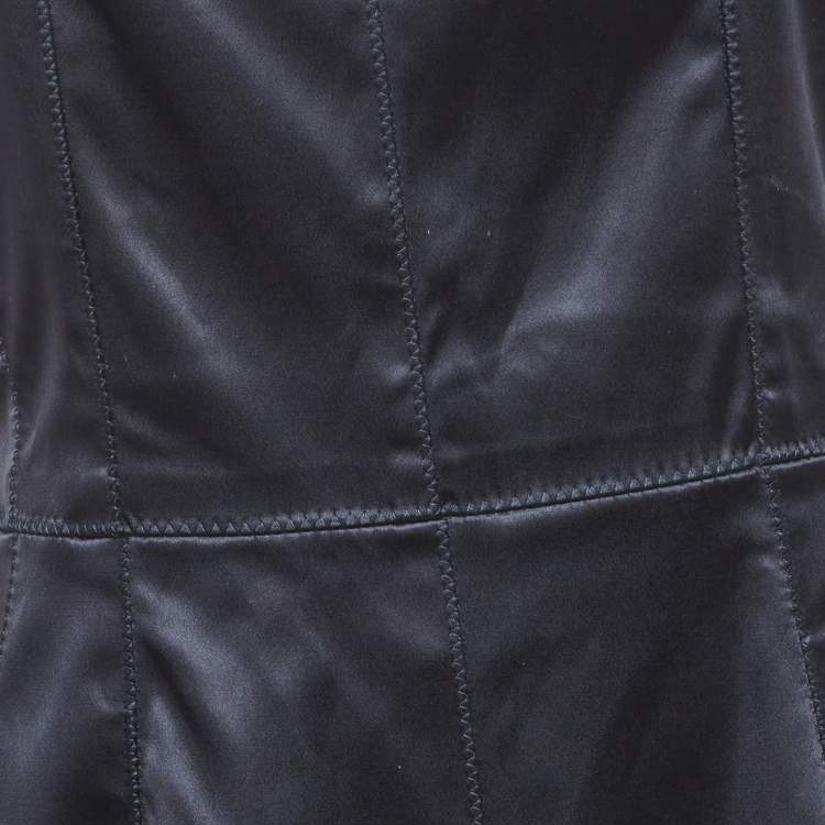 Pre Owned Dolce & Gabbana Navy Blue Satin Sheath Midi Dress M