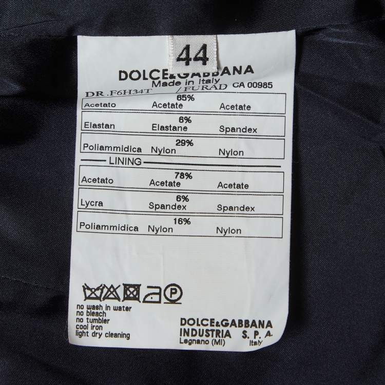 Pre Owned Dolce & Gabbana Navy Blue Satin Sheath Midi Dress M