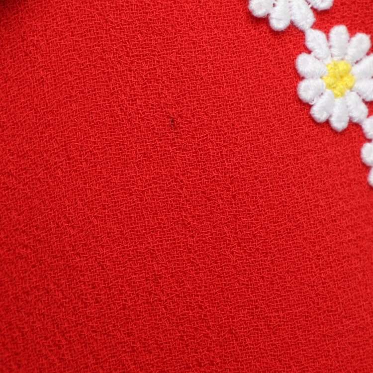 Pre Owned Dolce & Gabbana Red Wool Floral Applique Mini Dress S