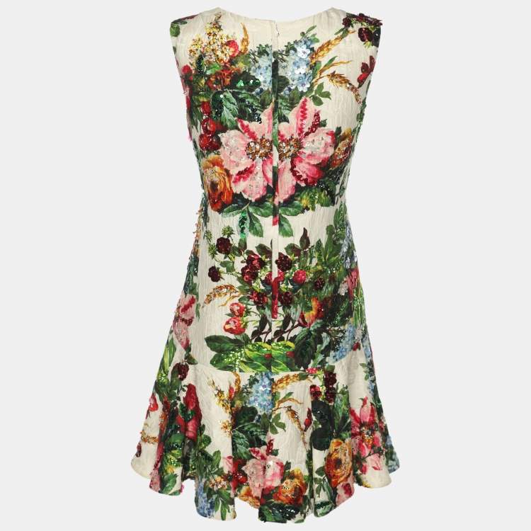 Pre Owned Dolce & Gabbana Multicolor Jacquard Embellished Dress S