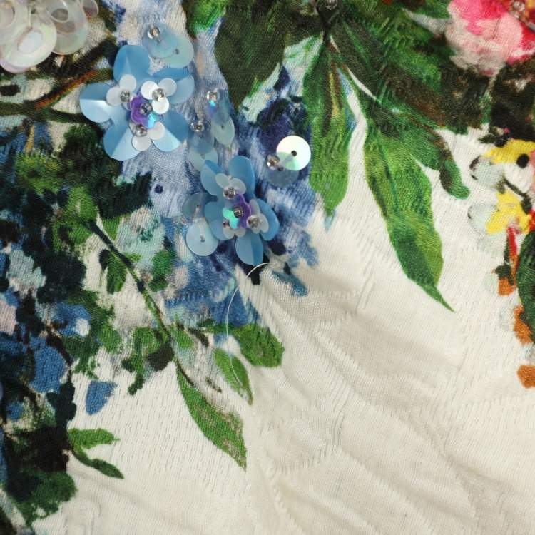 Pre Owned Dolce & Gabbana Multicolor Jacquard Embellished Dress S