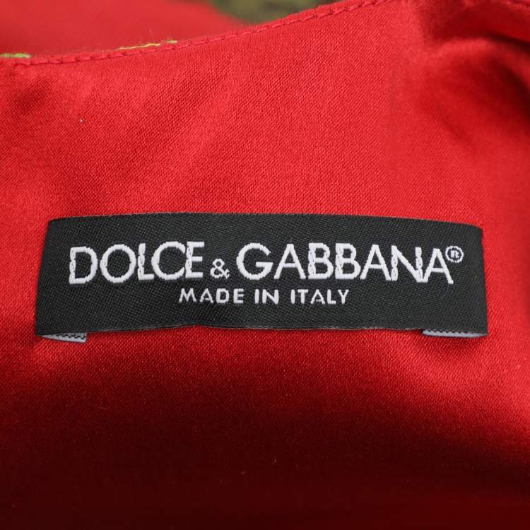 Pre Owned Dolce & Gabbana Red Printed Jacquard Dress S