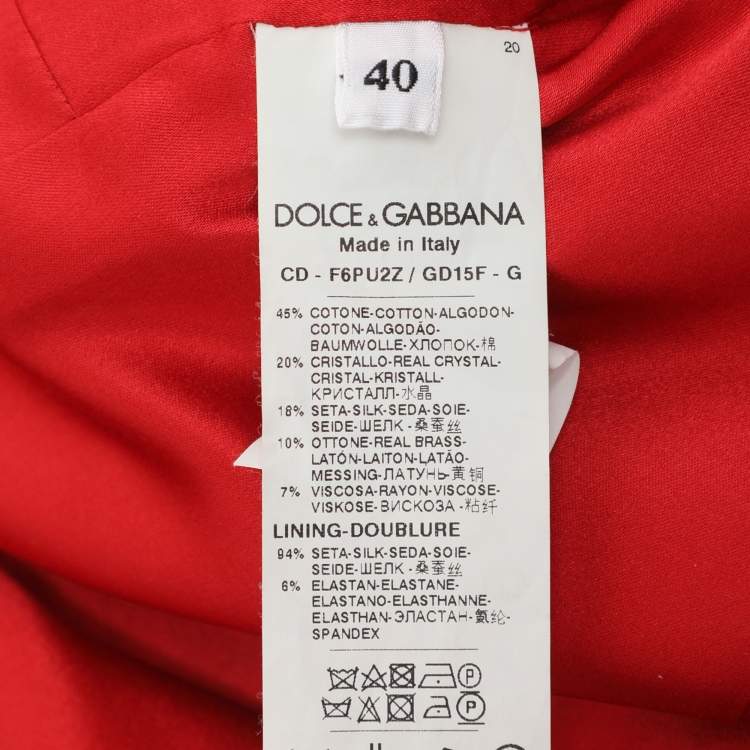 Pre Owned Dolce & Gabbana Red Printed Jacquard Dress S