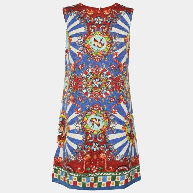 Pre Owned Dolce & Gabbana Multicolor Printed Jacquard Dress S