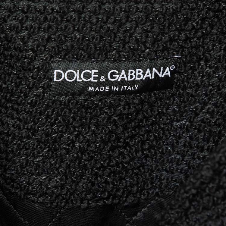 Pre Owned Dolce & Gabbana Black Tweed Mid Length Coat M