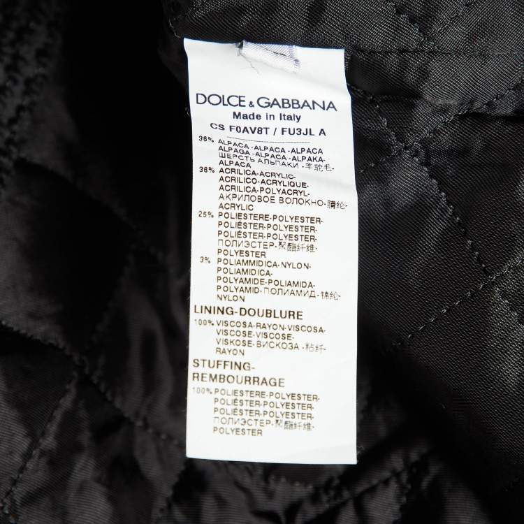 Pre Owned Dolce & Gabbana Black Tweed Mid Length Coat M