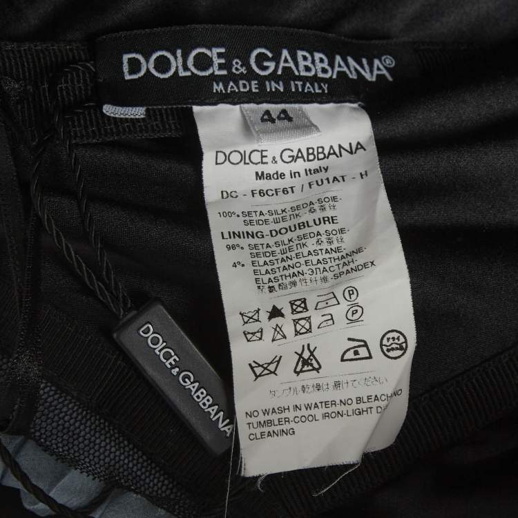 Pre Owned Dolce & Gabbana Ice Blue Silk Ruched Strapless Dress M