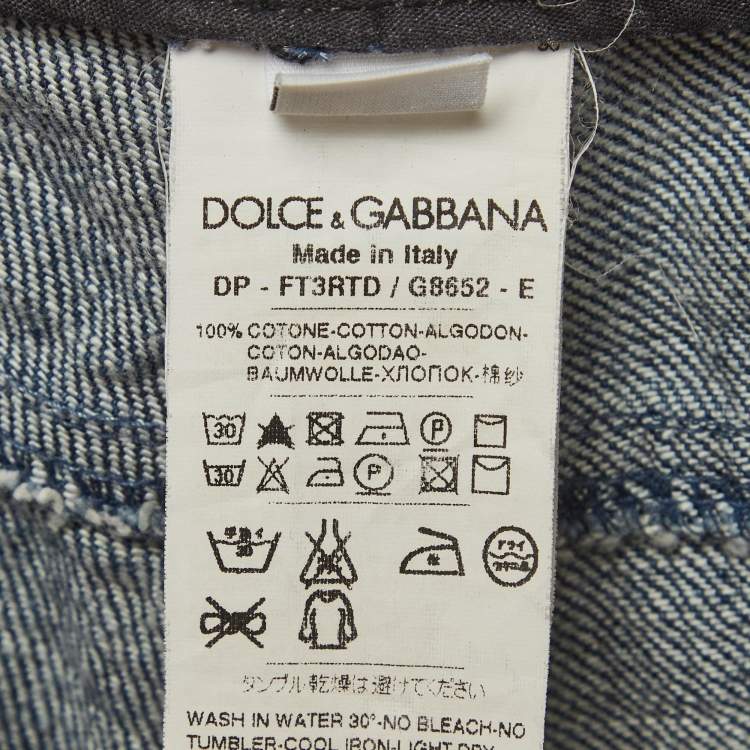 مملوكة مسبقًا Dolce & Gabbana Blue Leopard Print Slim Jeans S/Waist 28"