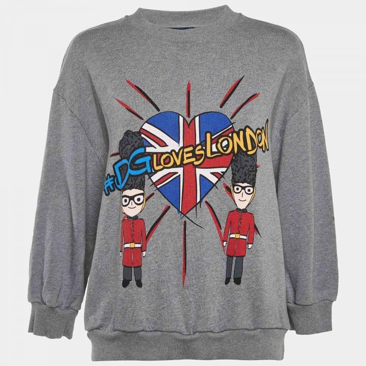 Pre Owned Dolce & Gabbana Grey DG Loves London Cotton Sweatshirt S