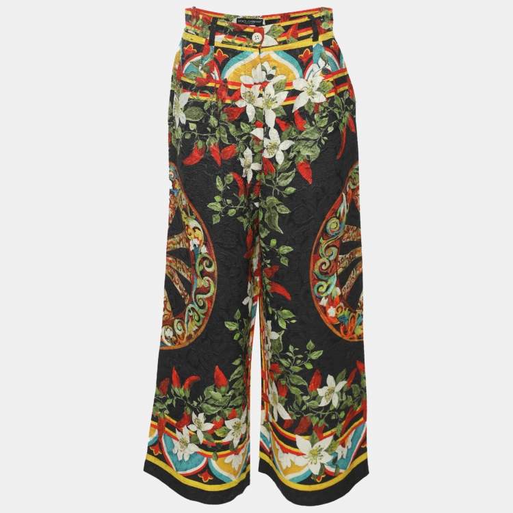 Pre Owned Dolce & Gabbana Multicolor Printed Jacquard Palazzo Pant S