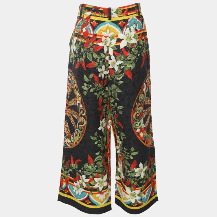 Pre Owned Dolce & Gabbana Multicolor Printed Jacquard Palazzo Pant S