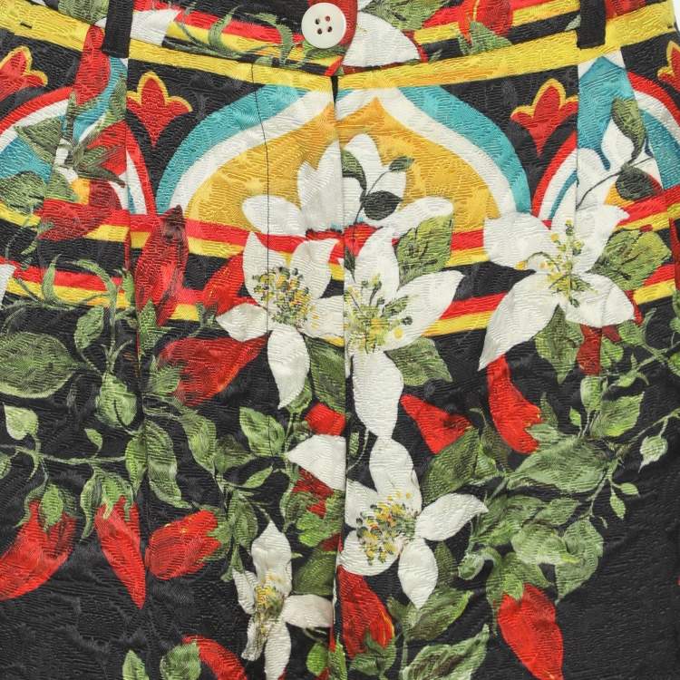 Pre Owned Dolce & Gabbana Multicolor Printed Jacquard Palazzo Pant S