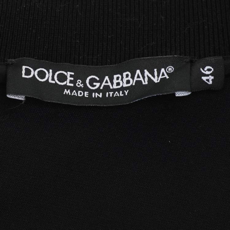 Pre Owned Dolce & Gabbana Black Jersey Floral Embroidered Bomber Jacket L