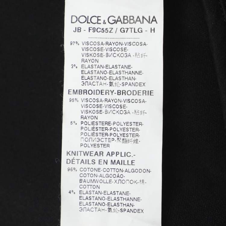 Pre Owned Dolce & Gabbana Black Jersey Floral Embroidered Bomber Jacket L