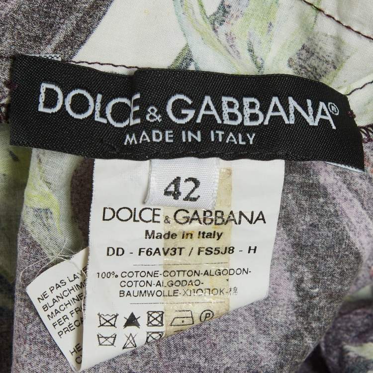 Pre Owned Dolce & Gabbana Green Floral Print Strapless Mini Dress M