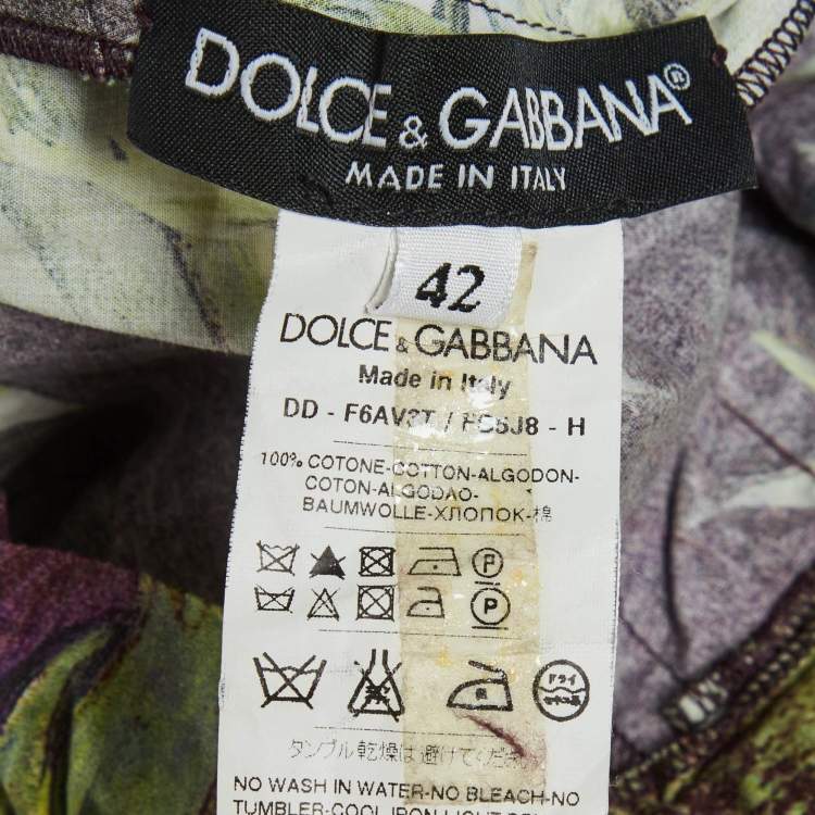 Pre Owned Dolce & Gabbana Green Floral Print Strapless Mini Dress M