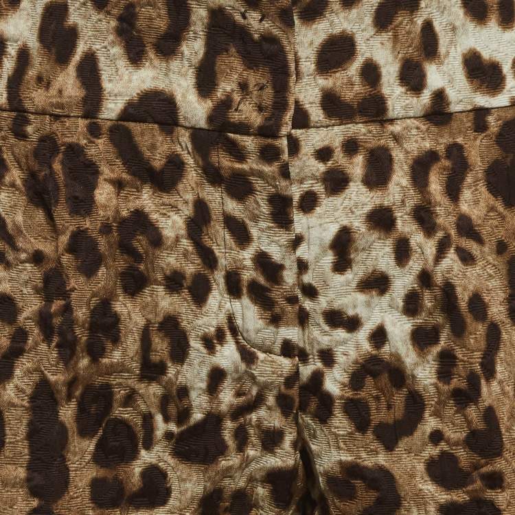 Pre Owned Dolce & Gabbana Brown Leopard Jacquard Pants M