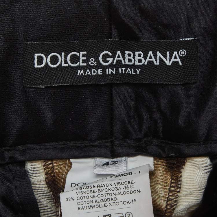 Pre Owned Dolce & Gabbana Brown Leopard Jacquard Pants M