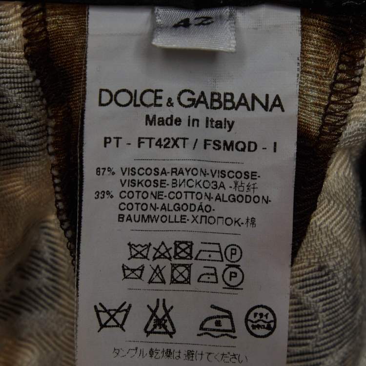 Pre Owned Dolce & Gabbana Brown Leopard Jacquard Pants M