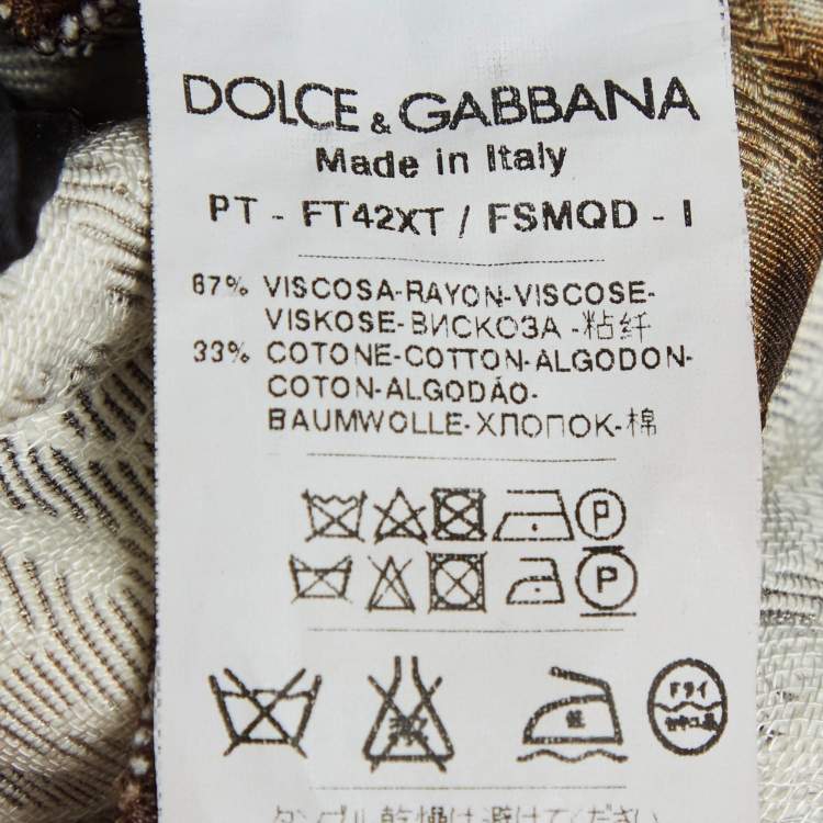 Pre Owned Dolce & Gabbana Brown Leopard Jacquard Pants M