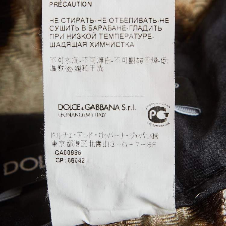 Pre Owned Dolce & Gabbana Brown Leopard Jacquard Pants M