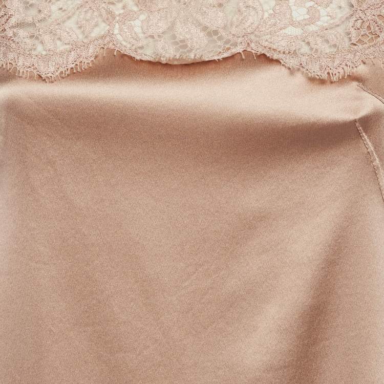 Pre Owned Dolce & Gabbana Beige Silk Lace Detail Camisole S