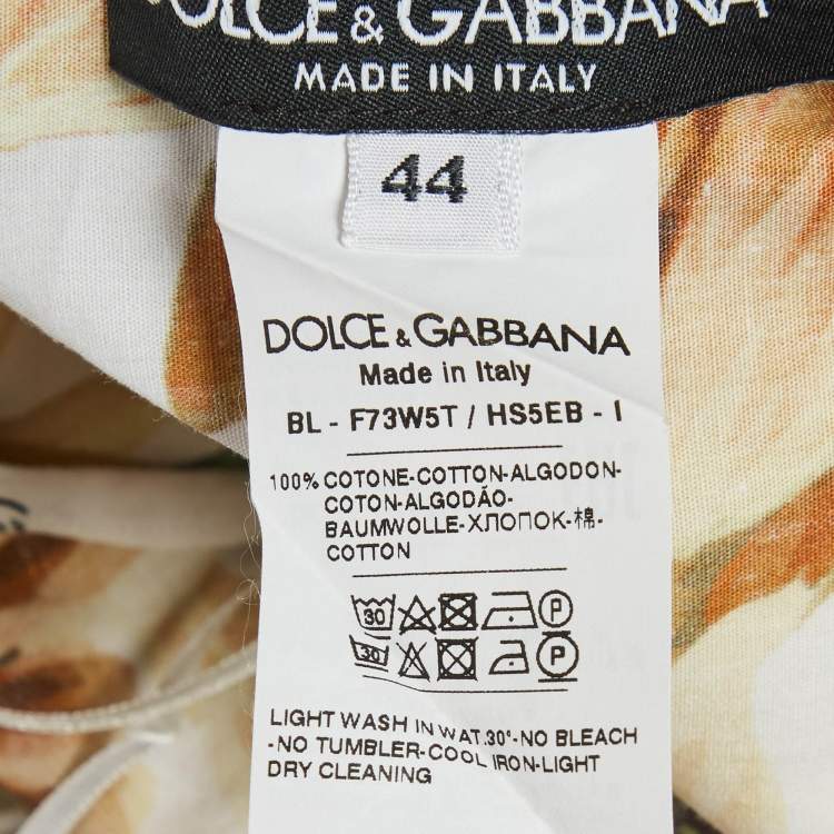 Pre Owned Dolce & Gabbana White/Yellow Sunflower Print Cotton Top M