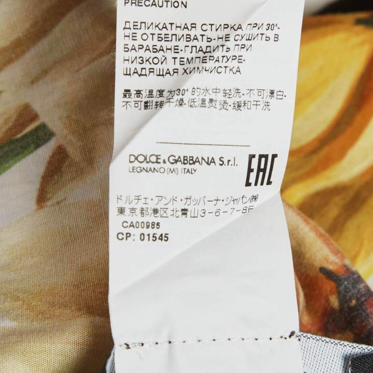 Pre Owned Dolce & Gabbana White/Yellow Sunflower Print Cotton Top M