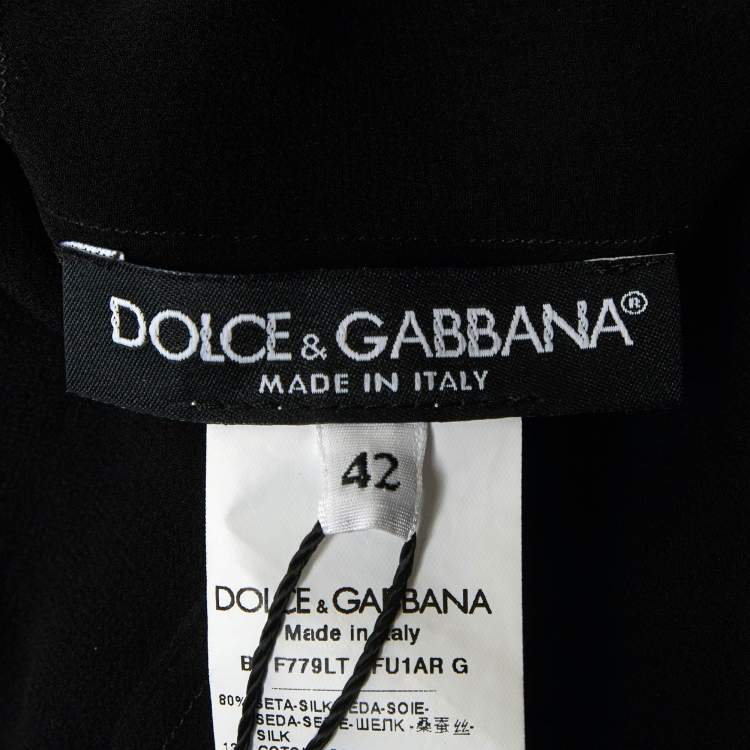 Pre Owned Dolce & Gabbana Black Crepe Lace Trim Blouse M