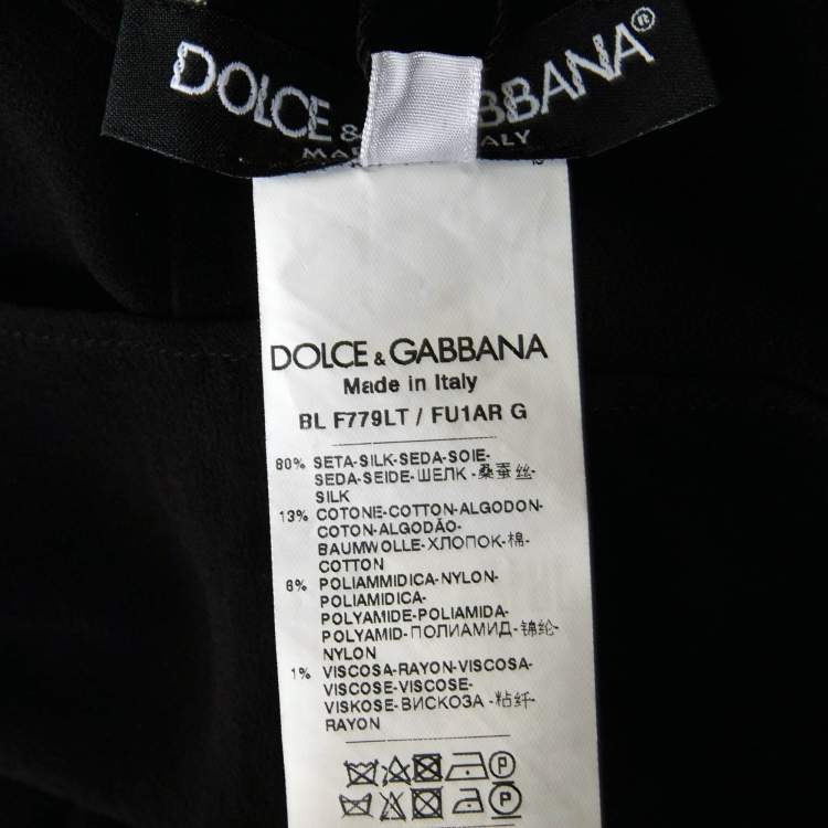 Pre Owned Dolce & Gabbana Black Crepe Lace Trim Blouse M