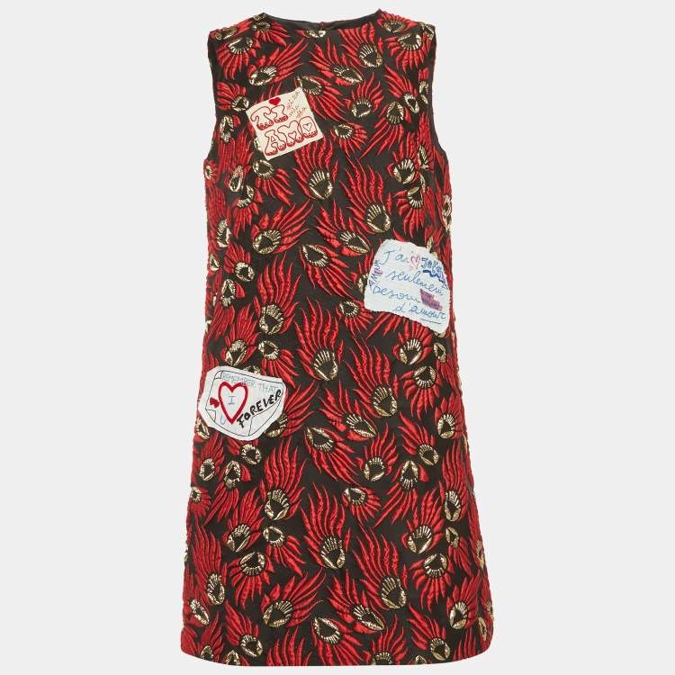 Pre Owned Dolce & Gabbana Black Jacquard Sleeveless Mini Dress L