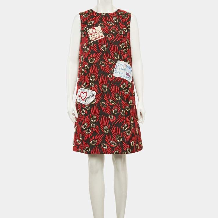 Pre Owned Dolce & Gabbana Black Jacquard Sleeveless Mini Dress L