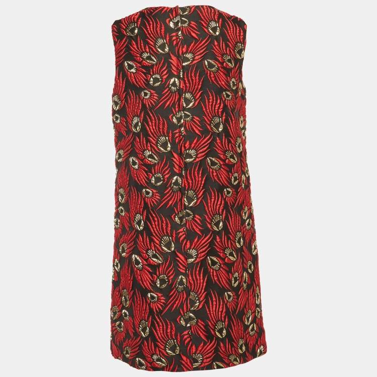 Pre Owned Dolce & Gabbana Black Jacquard Sleeveless Mini Dress L