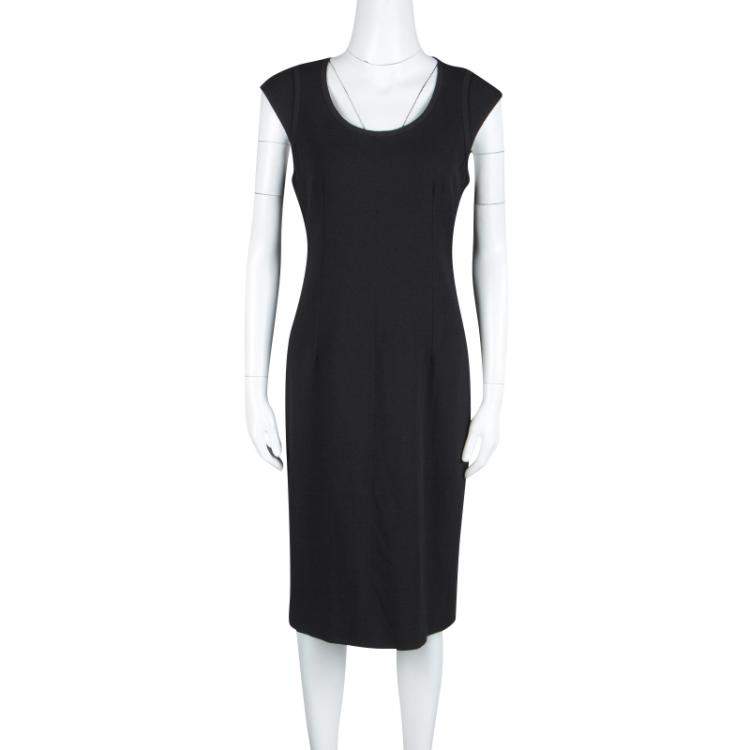 Pre Owned Dolce & Gabbana Black Wool Cap Sleeve Dress M