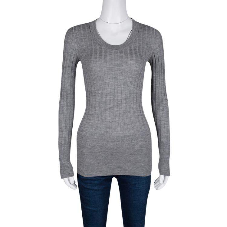 Pre Owned Dolce & Gabbana Grey Ribbed Sweater S