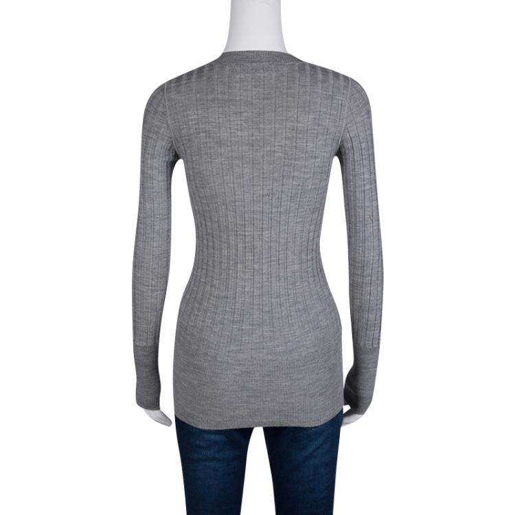 Pre Owned Dolce & Gabbana Grey Ribbed Sweater S