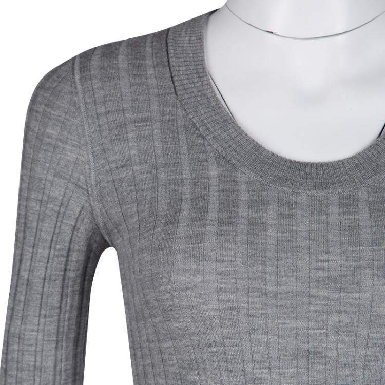 Pre Owned Dolce & Gabbana Grey Ribbed Sweater S