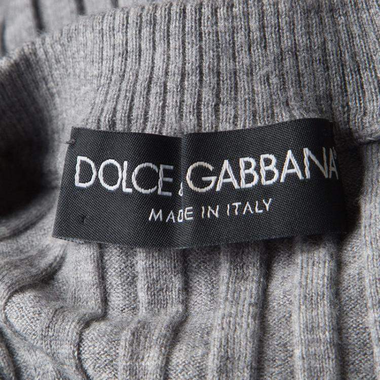 Pre Owned Dolce & Gabbana Grey Ribbed Sweater S