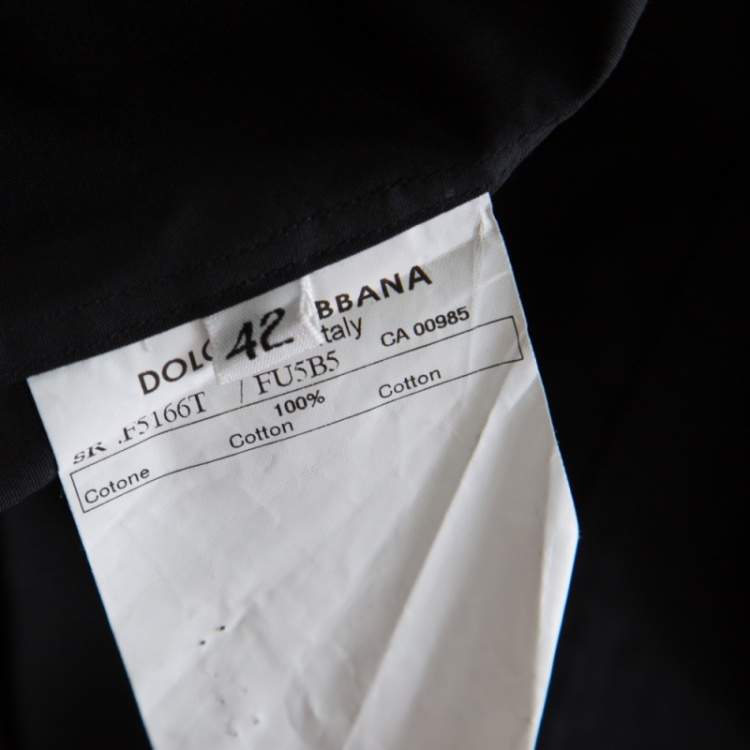 مملوكة مسبقًا Dolce & Gabbana Black Cotton Ruffle Front Detail Shirt M