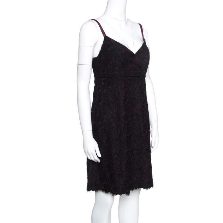 مملوكة مسبقًا Dolce & Gabbana Black Floral Lace Sleeveless Dress M