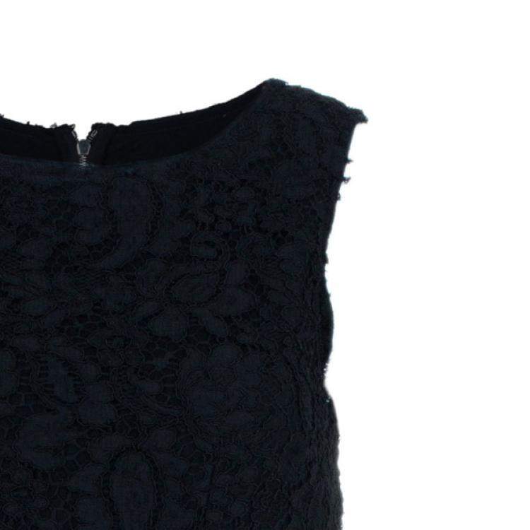 Pre Owned Dolce & Gabbana Black Lace Shift Dress M