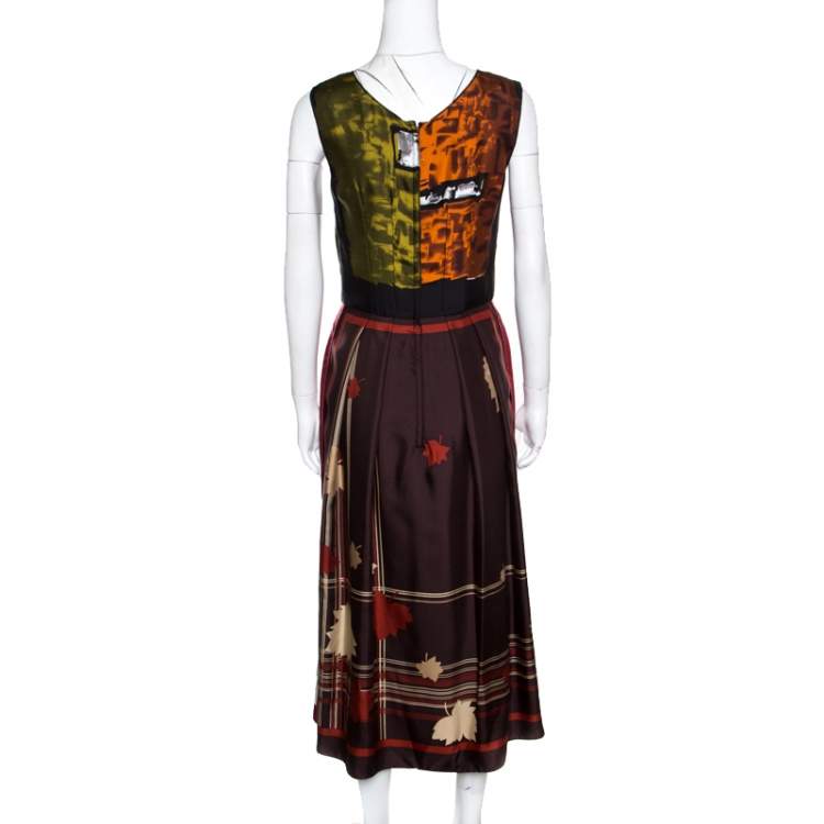 Pre Owned Dolce & Gabbana Multilcolor Abstract Printed Silk Sleeveless Dress S